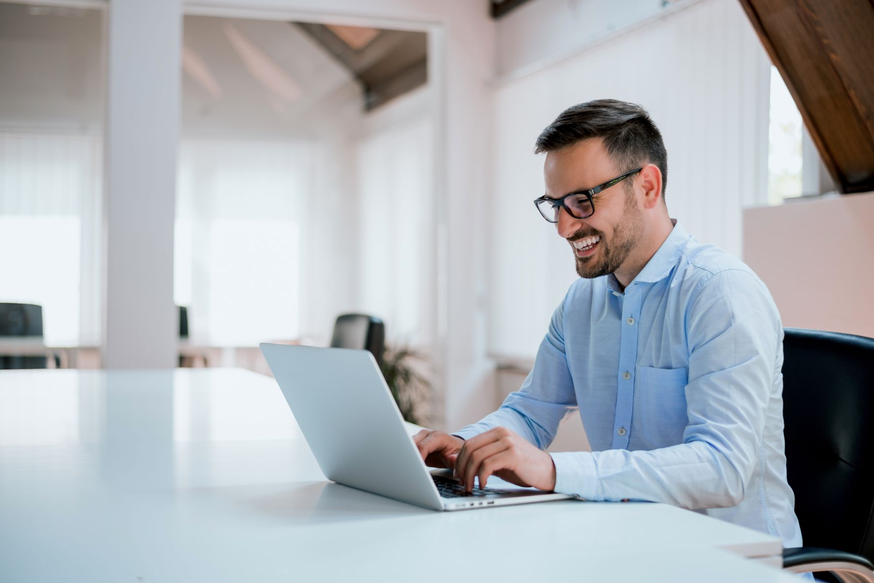 businessman working at laptop