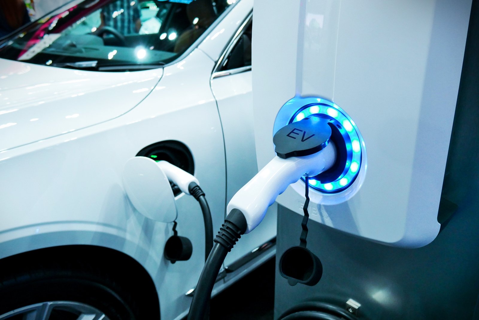 electric car charging whitebluecharger