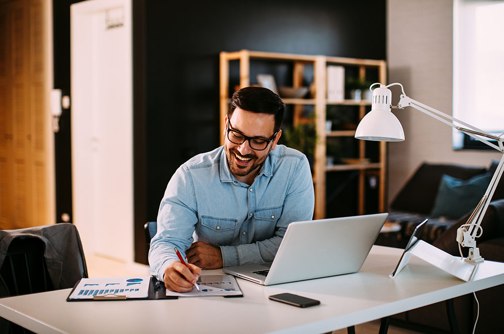 man working desk