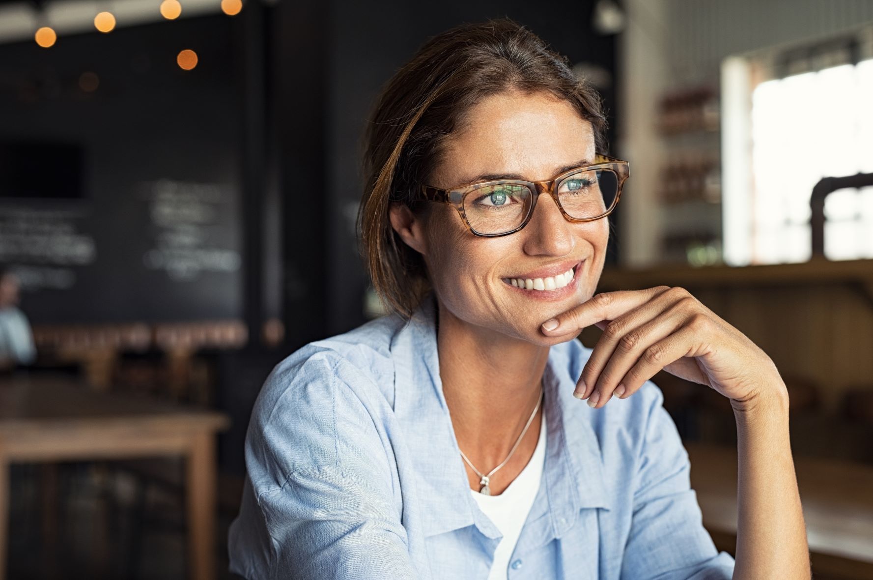 woman glasses smiling medium