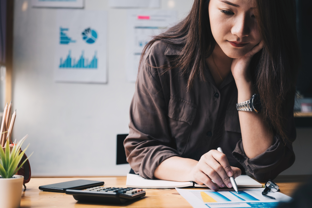 woman calculating finances